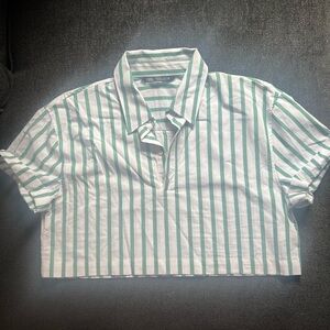 Striped Cropped Poplin Shirt
